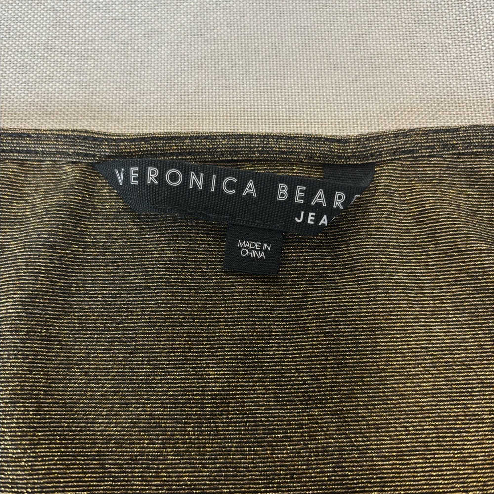 Veronica Beard Metallic Gold Priyanka Ruched Blouse - Picture 3 of 5